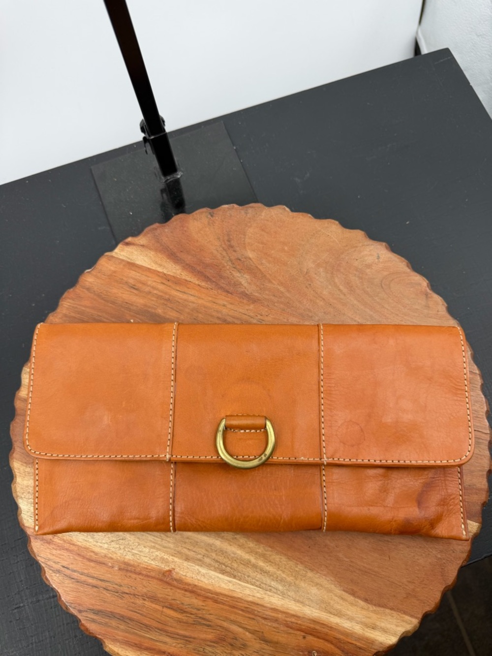Tom Horn Collection Made‎ In Mexico brown Leather Fold Over Clutch Handbag